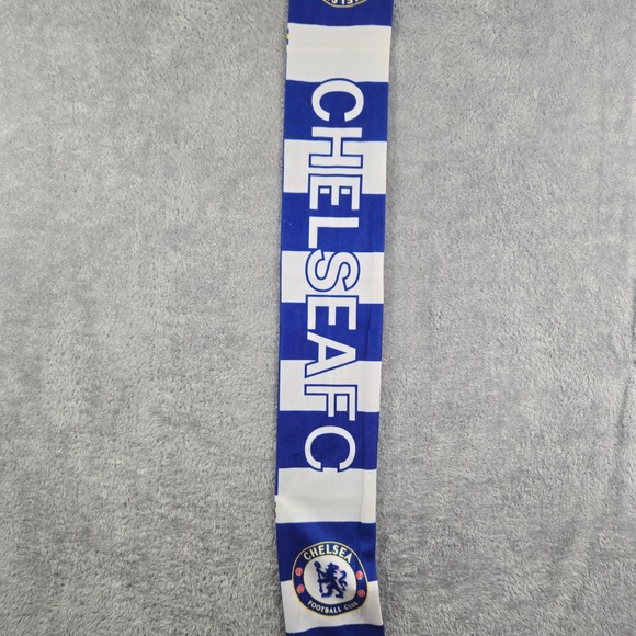 Chelsea FC Soccer Scarf Blue White Striped Fan Scarf Chelsea Football Club Crest - Picture 2 of 6